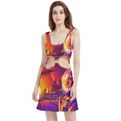 Far-future-human-colonization Velour Cutout Dress by Salman4z