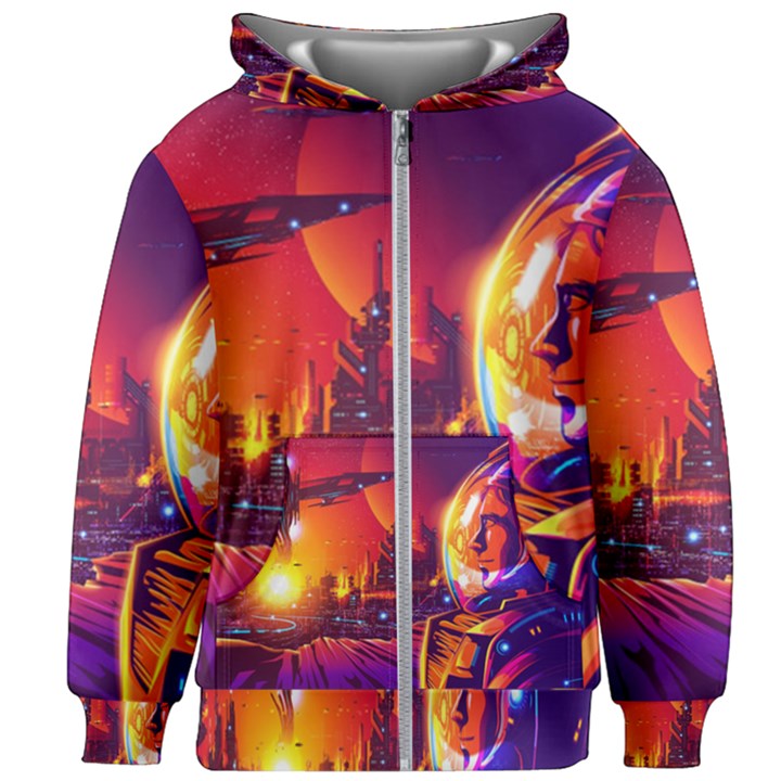 Far-future-human-colonization Kids  Zipper Hoodie Without Drawstring