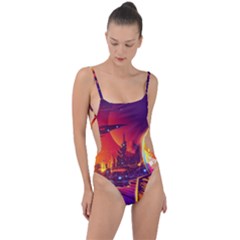 Far-future-human-colonization Tie Strap One Piece Swimsuit by Salman4z