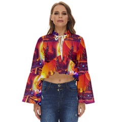 Far-future-human-colonization Boho Long Bell Sleeve Top by Salman4z