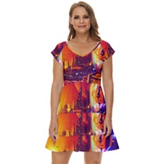 Far-future-human-colonization Short Sleeve Tiered Mini Dress by Salman4z