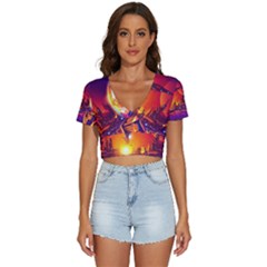 Far-future-human-colonization V-neck Crop Top by Salman4z