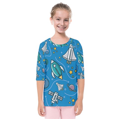 About-space-seamless-pattern Kids  Quarter Sleeve Raglan Tee by Salman4z