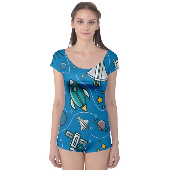 About-space-seamless-pattern Boyleg Leotard 