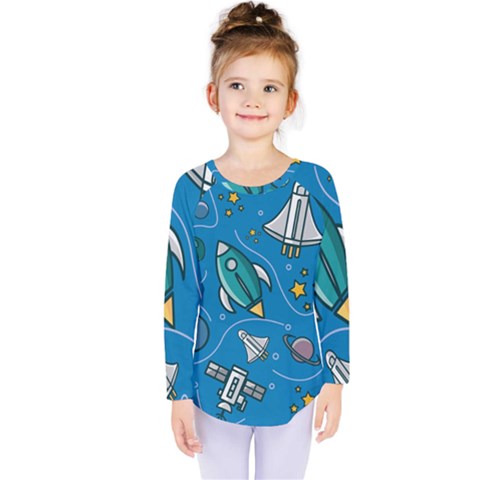 About-space-seamless-pattern Kids  Long Sleeve Tee by Salman4z