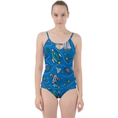 About-space-seamless-pattern Cut Out Top Tankini Set by Salman4z