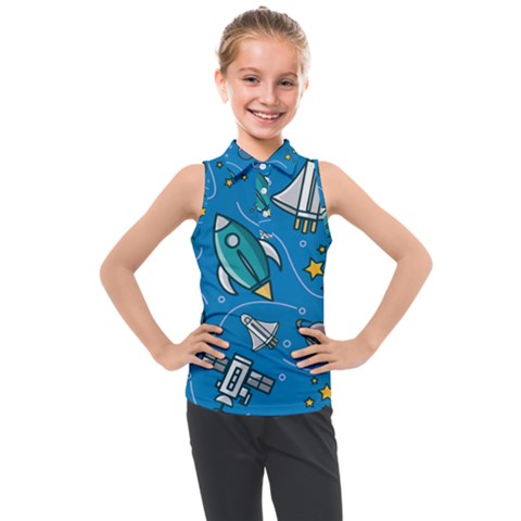 About-space-seamless-pattern Kids  Sleeveless Polo Tee by Salman4z