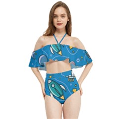 About-space-seamless-pattern Halter Flowy Bikini Set  by Salman4z