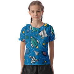 About-space-seamless-pattern Kids  Frill Chiffon Blouse by Salman4z