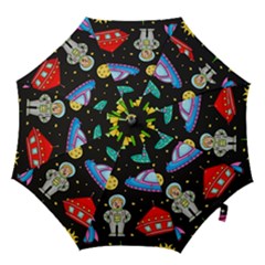 Seamless-pattern-with-space-objects-ufo-rockets-aliens-hand-drawn-elements-space Hook Handle Umbrellas (medium) by Salman4z