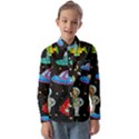 Seamless-pattern-with-space-objects-ufo-rockets-aliens-hand-drawn-elements-space Kids  Long Sleeve Shirt View1