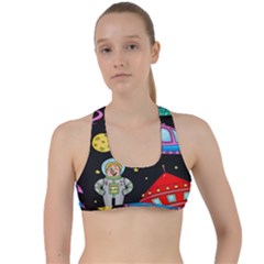 Seamless-pattern-with-space-objects-ufo-rockets-aliens-hand-drawn-elements-space Criss Cross Racerback Sports Bra by Salman4z