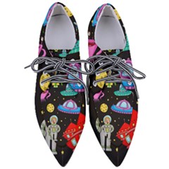 Seamless-pattern-with-space-objects-ufo-rockets-aliens-hand-drawn-elements-space Pointed Oxford Shoes by Salman4z