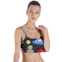 Seamless-pattern-with-space-objects-ufo-rockets-aliens-hand-drawn-elements-space Layered Top Bikini Top 