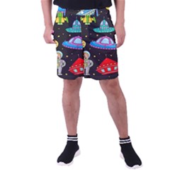 Seamless-pattern-with-space-objects-ufo-rockets-aliens-hand-drawn-elements-space Men s Pocket Shorts by Salman4z