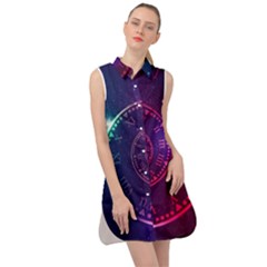 Time-machine Sleeveless Shirt Dress by Salman4z