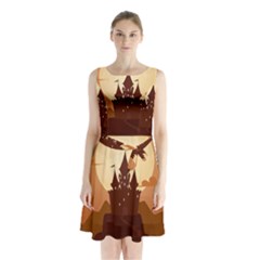 Beautiful-castle Sleeveless Waist Tie Chiffon Dress by Salman4z