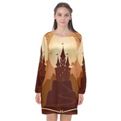 Beautiful-castle Long Sleeve Chiffon Shift Dress  by Salman4z