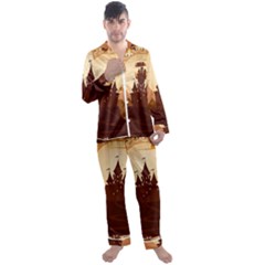 Beautiful-castle Men s Long Sleeve Satin Pajamas Set