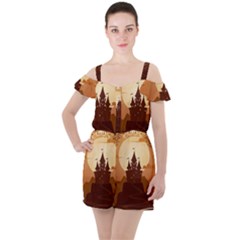 Beautiful-castle Ruffle Cut Out Chiffon Playsuit by Salman4z