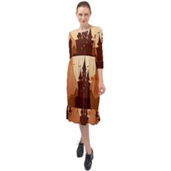 Beautiful-castle Ruffle End Midi Chiffon Dress by Salman4z