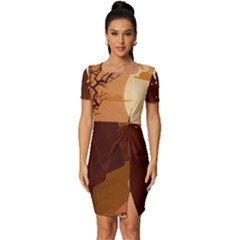 Beautiful-castle Fitted Knot Split End Bodycon Dress by Salman4z