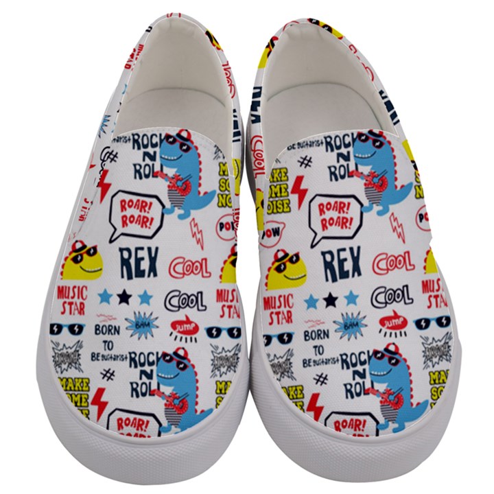 Monster-cool-seamless-pattern Men s Canvas Slip Ons