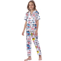 Monster-cool-seamless-pattern Kids  Satin Short Sleeve Pajamas Set by Salman4z