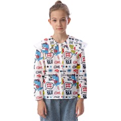 Monster-cool-seamless-pattern Kids  Peter Pan Collar Blouse by Salman4z