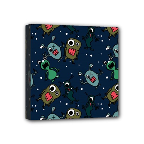 Monster-alien-pattern-seamless-background Mini Canvas 4  X 4  (stretched) by Salman4z