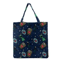 Monster-alien-pattern-seamless-background Grocery Tote Bag by Salman4z