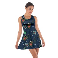 Monster-alien-pattern-seamless-background Cotton Racerback Dress by Salman4z