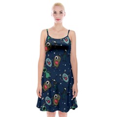 Monster-alien-pattern-seamless-background Spaghetti Strap Velvet Dress by Salman4z