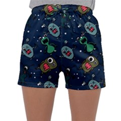 Monster-alien-pattern-seamless-background Sleepwear Shorts by Salman4z