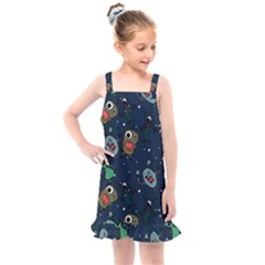 Monster-alien-pattern-seamless-background Kids  Overall Dress by Salman4z