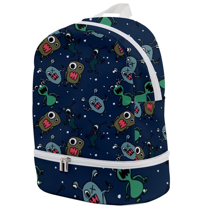 Monster-alien-pattern-seamless-background Zip Bottom Backpack