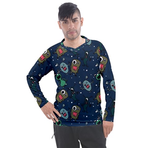 Monster-alien-pattern-seamless-background Men s Pique Long Sleeve Tee by Salman4z