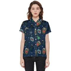 Monster-alien-pattern-seamless-background Short Sleeve Pocket Shirt by Salman4z