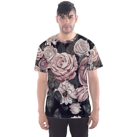 Elegant-seamless-pattern-blush-toned-rustic-flowers Men s Sport Mesh Tee by Salman4z