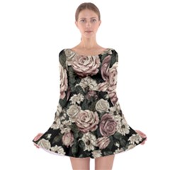 Elegant-seamless-pattern-blush-toned-rustic-flowers Long Sleeve Skater Dress by Salman4z