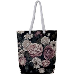 Elegant-seamless-pattern-blush-toned-rustic-flowers Full Print Rope Handle Tote (small) by Salman4z