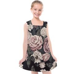 Elegant-seamless-pattern-blush-toned-rustic-flowers Kids  Cross Back Dress by Salman4z