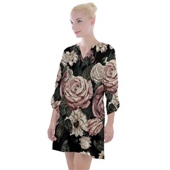 Elegant-seamless-pattern-blush-toned-rustic-flowers Open Neck Shift Dress by Salman4z