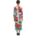 Retro-cameras-audio-cassettes-hand-drawn-pop-art-style-seamless-pattern Quarter Sleeve Midi Bodycon Dress View2