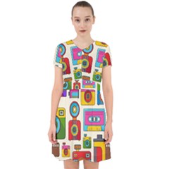 Retro-cameras-audio-cassettes-hand-drawn-pop-art-style-seamless-pattern Adorable In Chiffon Dress by Salman4z