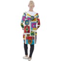 Retro-cameras-audio-cassettes-hand-drawn-pop-art-style-seamless-pattern Hooded Pocket Cardigan View2