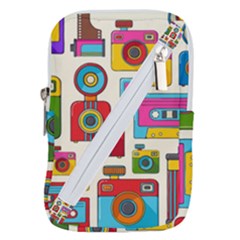 Retro-cameras-audio-cassettes-hand-drawn-pop-art-style-seamless-pattern Belt Pouch Bag (small) by Salman4z