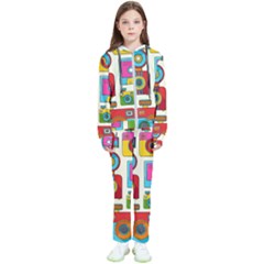 Retro-cameras-audio-cassettes-hand-drawn-pop-art-style-seamless-pattern Kids  Tracksuit by Salman4z