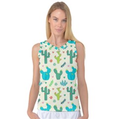 Cactus-succulents-floral-seamless-pattern Women s Basketball Tank Top by Salman4z