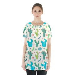 Cactus-succulents-floral-seamless-pattern Skirt Hem Sports Top by Salman4z